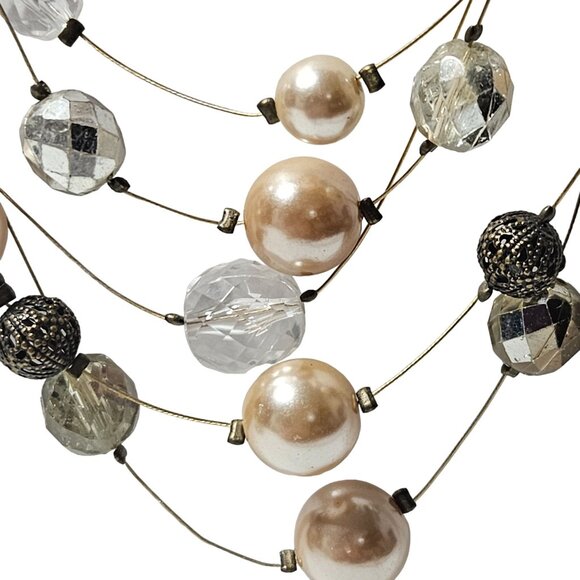 Elegant Faux Pearl Beaded Multi Strand Layered Necklace Fashion Jewelry Women - Picture 2 of 7